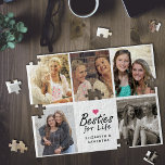 Besties for Life Script Best Friends Photo Collage Jigsaw Puzzle<br><div class="desc">Celebrate your friendship with our "Besties for Life Script Best Friends Photo Collage Jigsaw Puzzle." This charming design features the quote "Besties for life" in script black typography with a small hot pink heart icon on top. Below the quote, personalize your names, and around the text, create a 5-photo collage...</div>