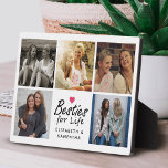 Besties For Life Script Best Friends Photo Collage Plaque<br><div class="desc">Celebrate your unbreakable bond with our "Besties For Life" plaque! Featuring the heartwarming quote "Besties for life" in elegant black script typography with a cute hot pink heart icon, this plaque is perfect for commemorating your special friendship. Personalize it with your names and a 5-photo collage of your favourite memories...</div>