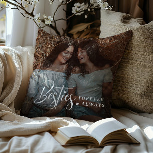 Besties Forever & Always Custom Photo Throw Pillow