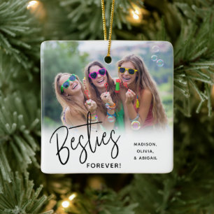Besties Forever Best Friends Script Photo Ceramic Ornament