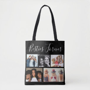 Besties Forever Five Photos Collage Personalized  Tote Bag