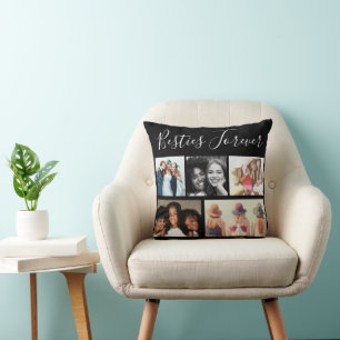 "Besties Forever Five Photos Collage   Throw Pillow