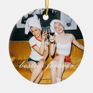 Besties Forever Friendship Photo Christmas Ceramic Ornament