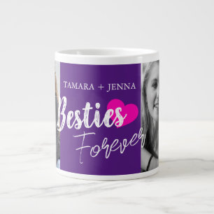 Besties Forever heart two photos custom Large Coffee Mug