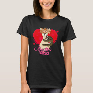 Besties Forever Llama Sloth Heart Valentine Girls T-Shirt