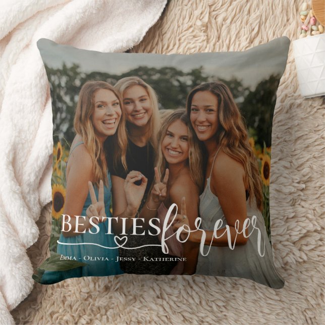 Besties Forever Photo Throw Pillow (Blanket)