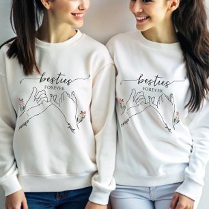 Besties Forever Pinky Promise Flower Custom Gift Sweatshirt