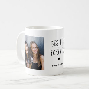 Besties Forever   Two Photo Handwritten Text Coffee Mug