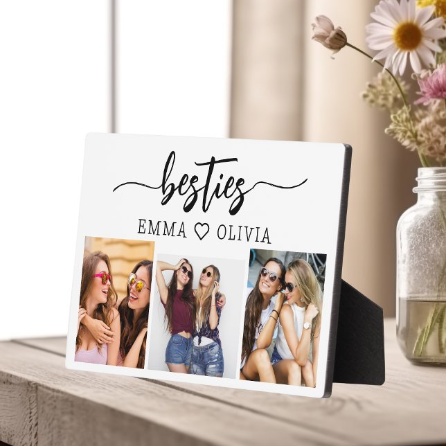 Besties Friends 3 Photo Friendship Collage  Plaque (Creator Uploaded)