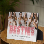 Besties Friendship Photo Plaque<br><div class="desc">Modern best friends photo plaque featuring 3 bestie pictures for you to replace with your own,  the title "besties",  a personalized saying that reads "you're my favourite person",  and your names.</div>