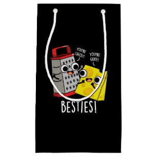 Besties Funny Cheese Grater Puns Dark BG Small Gift Bag