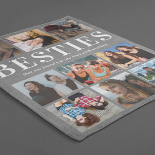Besties Gift Best Friends Grey Fleece Blanket