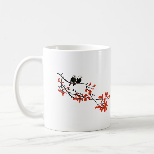 Besties Gift Two Birds on Tree Branch  Coffee Mug (Left)