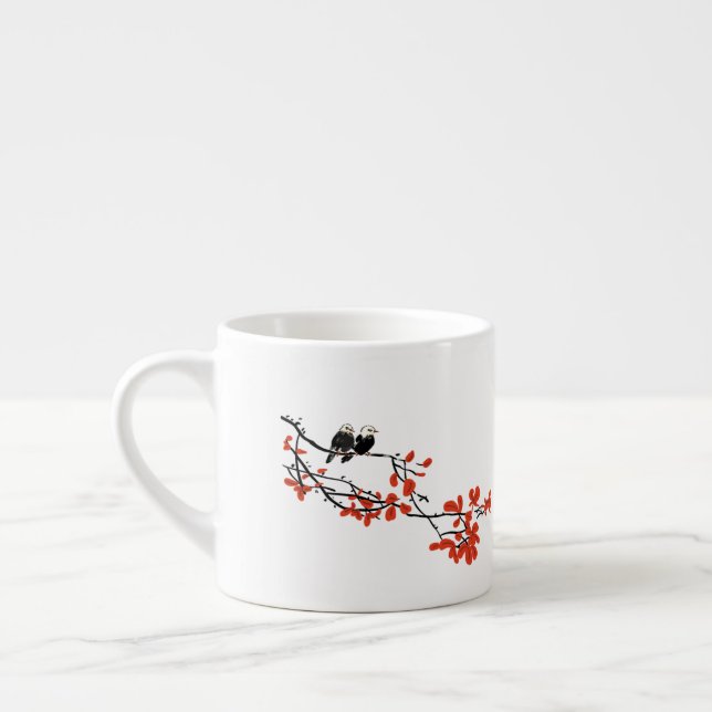 Besties Gift Two Birds on Tree Branch Espresso Cup (Left)