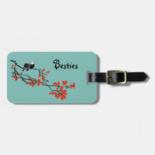 Besties Gift Two Birds on Tree Branch Luggage Tag