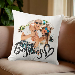 Besties Grunge Simple Modern Heart Cool Photo Throw Pillow