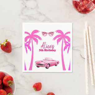 Besties Malibu Pink Doll Beach Birthday Napkin