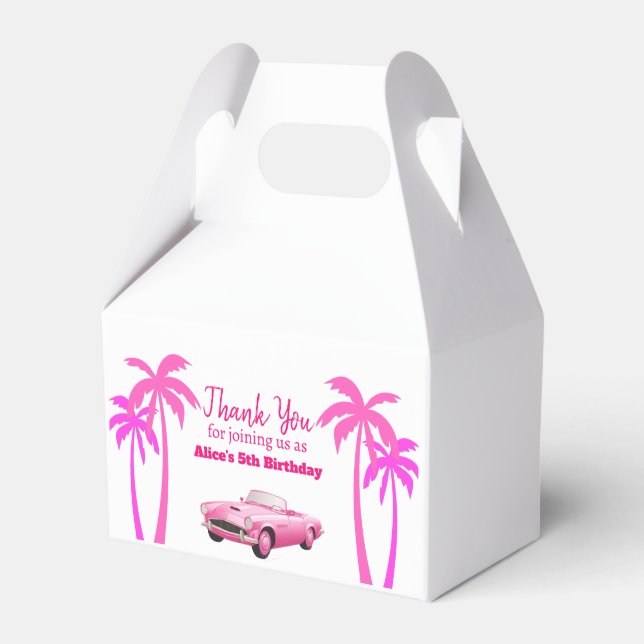 Besties Malibu Pink Doll Beach Favor Box (Front Side)