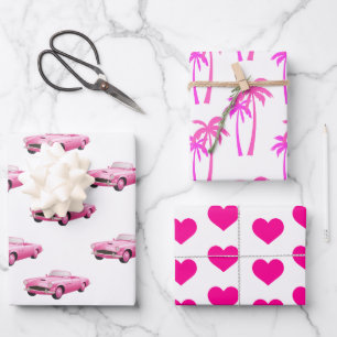 Besties Malibu Pink Doll Beach Wrapping Paper Sheet