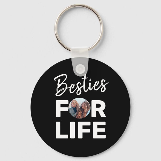 Besties Modern BFF Best Friends Photo Fun Birthday Keychain (Front)