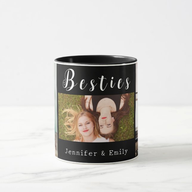 Besties modernes Photo Collage Mug (Centre)