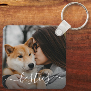 Besties Mom And Dog Photo Keychain