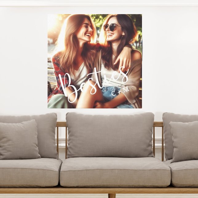 Besties Monogram Names Friends Keepsake  Canvas Print (Creator Uploaded)