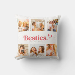 Besties Name Photo Collage Best Friends  Throw Pillow