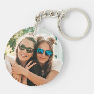 Besties Peach Fuzz Custom Photo and Names Keychain