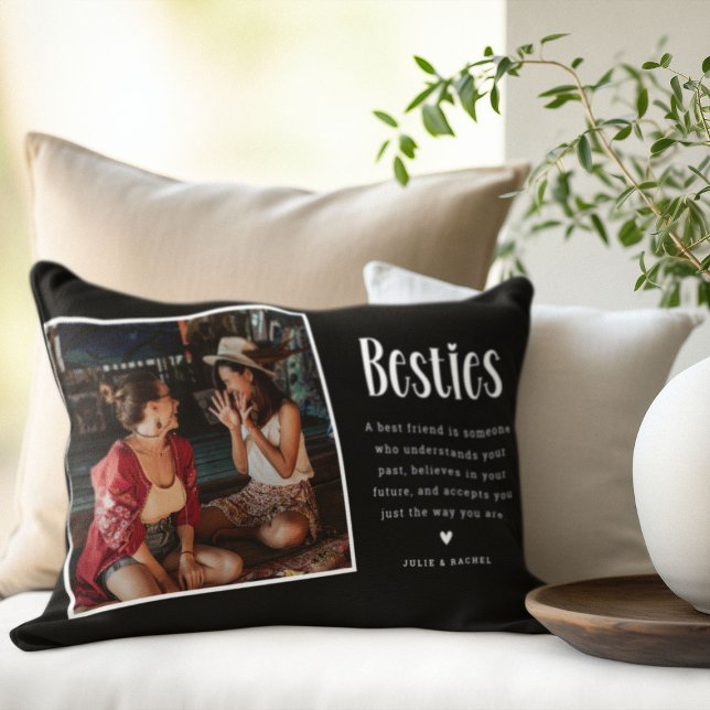 BESTIES' Personalized Cute BFF 2 Photo Gift  Lumbar Pillow (Creator Uploaded)