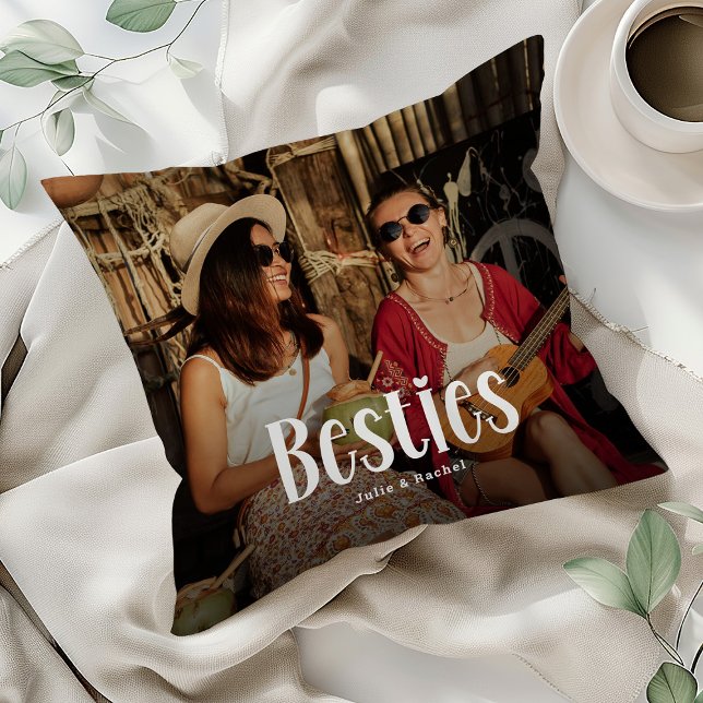 BESTIES' Personalized Cute BFF Gift  Throw Pillow (Creator Uploaded)
