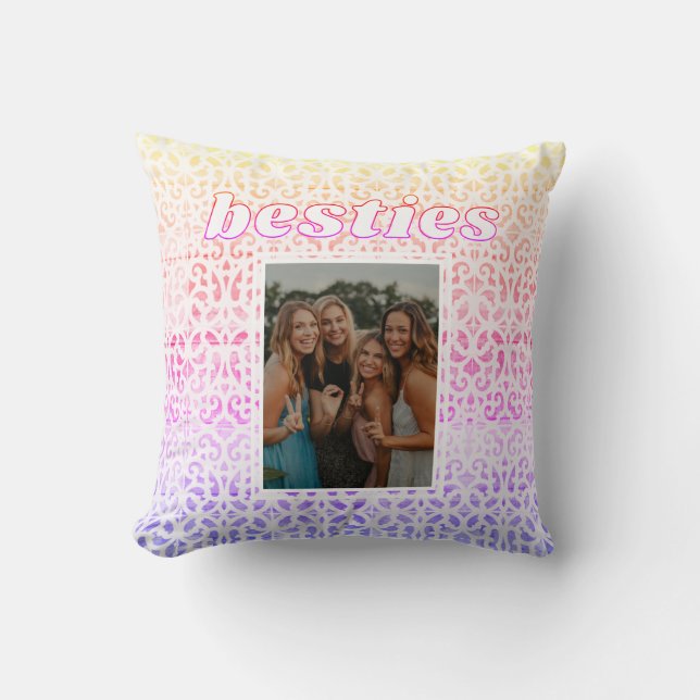 Besties Photo Best Friend Friendship Throw Pillow (Front)
