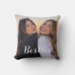 Besties Photo Best Friends Girls Throw Pillow