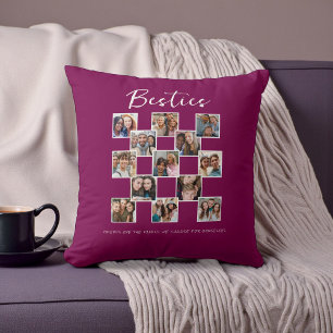 Besties Photo Collage modern friensgiving Throw Pillow