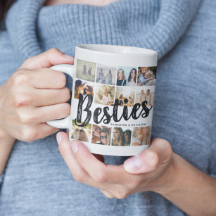 BESTIES, Photo Collage & Names   BFF Frosted Glass Coffee Mug