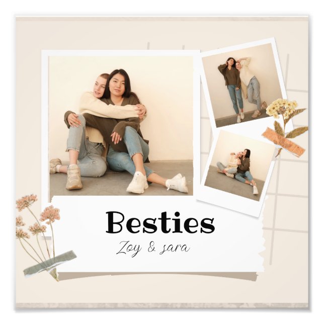 BESTIES, Photo Collage & Names | BFF  Print (Front)