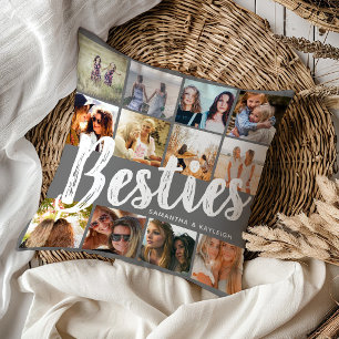 BESTIES, Photo Collage & Names   BFF Throw Pillow