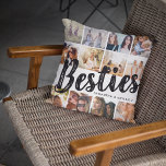 BESTIES, Photo Collage & Names | BFF Throw Pillow<br><div class="desc">Besties are priceless - If you're lucky enough to have one, let them know how much they mean to you with this trendy 'Best Friends' pillow. Featuring 12 square photographs of your choice, which are easily downloaded from your phone or computer, the text 'bestie' in big modern lettering on a...</div>
