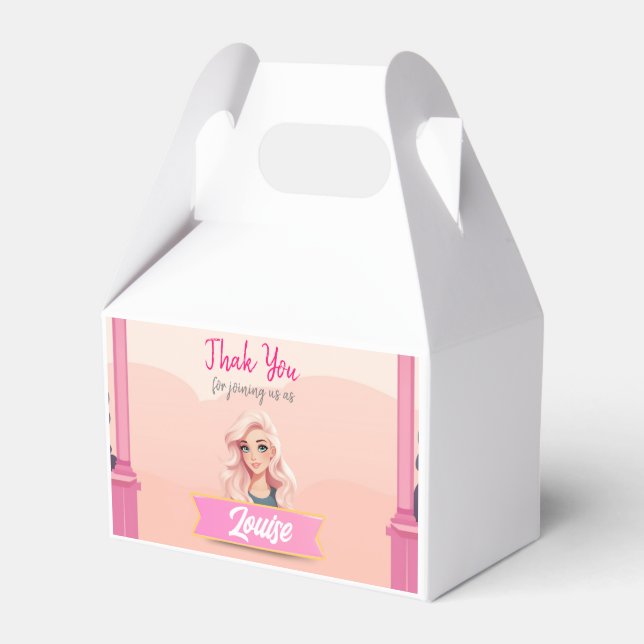 Besties Pink Doll Birthday Favor Box (Front Side)