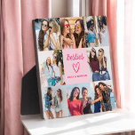 Besties Pink Gift For Friends Photo Collage Plaque<br><div class="desc">The Besties Script Gift for Friends Photo Collage is a perfect way to honour your closest friendship. Featuring the word "Besties" in a stylish script, this personalized plaque allows you to showcase your favourite photos together, creating a unique and meaningful keepsake. Ideal for birthdays, holidays, or simply to show appreciation,...</div>