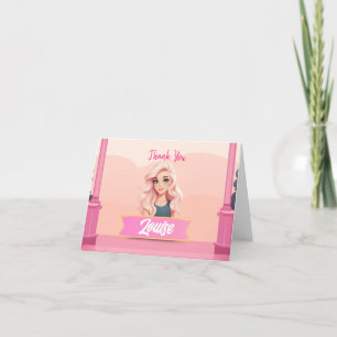 Besties Poupée rose pliée Carte de remerciements