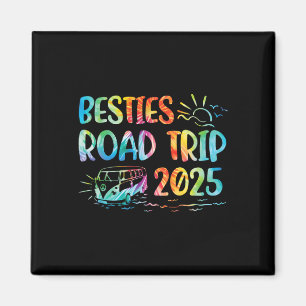 Besties Road Trip 2025 Tie Dye Vacation Adventure  Magnet