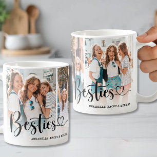 Besties Script Best Friends 3 Photo Coffee Mug