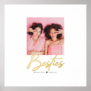 Besties Script Photo Best Friends Heart Foil Prints