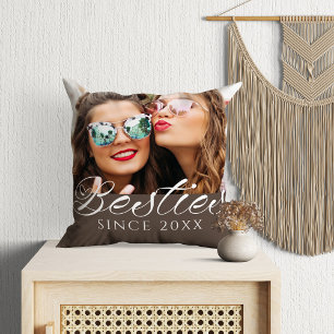 "Besties Since" Custom Photo Chic Throw Pillow