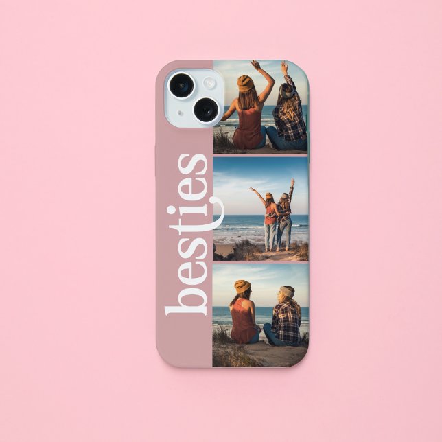 Besties Three Photo Grid Pink Sidebar iPhone Case (Creator Uploaded)