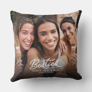 Besties Two Photos Personalized Best Friends Throw Pillow