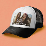 Besties with Photo and Custom Text - Script Trucker Hat<br><div class="desc">Add one party pic on then add text. A fun script says "besties" but can be changes. If you need to adjust the artwork or change the font,  you can click on the customize area. This will take you to the design tool where you can make many changes.</div>