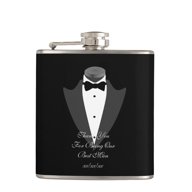 BESTMAN Gift Personalized Flask Father Bride Groom (Front)