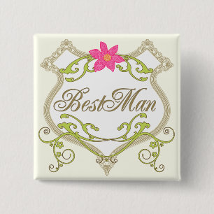 BestMan Wedding Badges 2 Inch Square Button